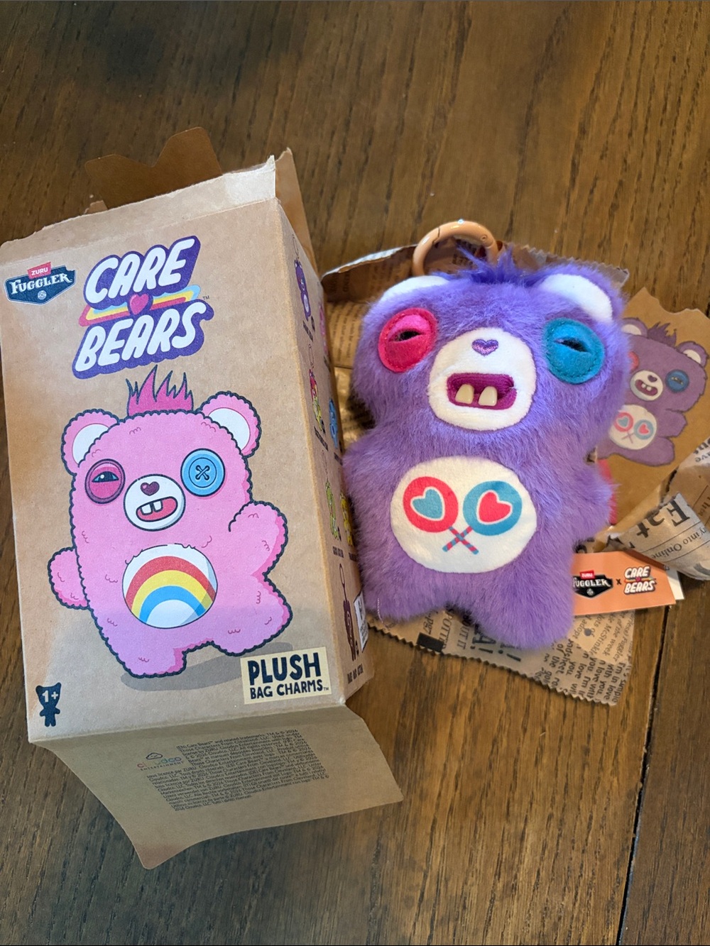 FUGGLER Care Bears Share Bear Bag Charm with Multicolor Accents NWT